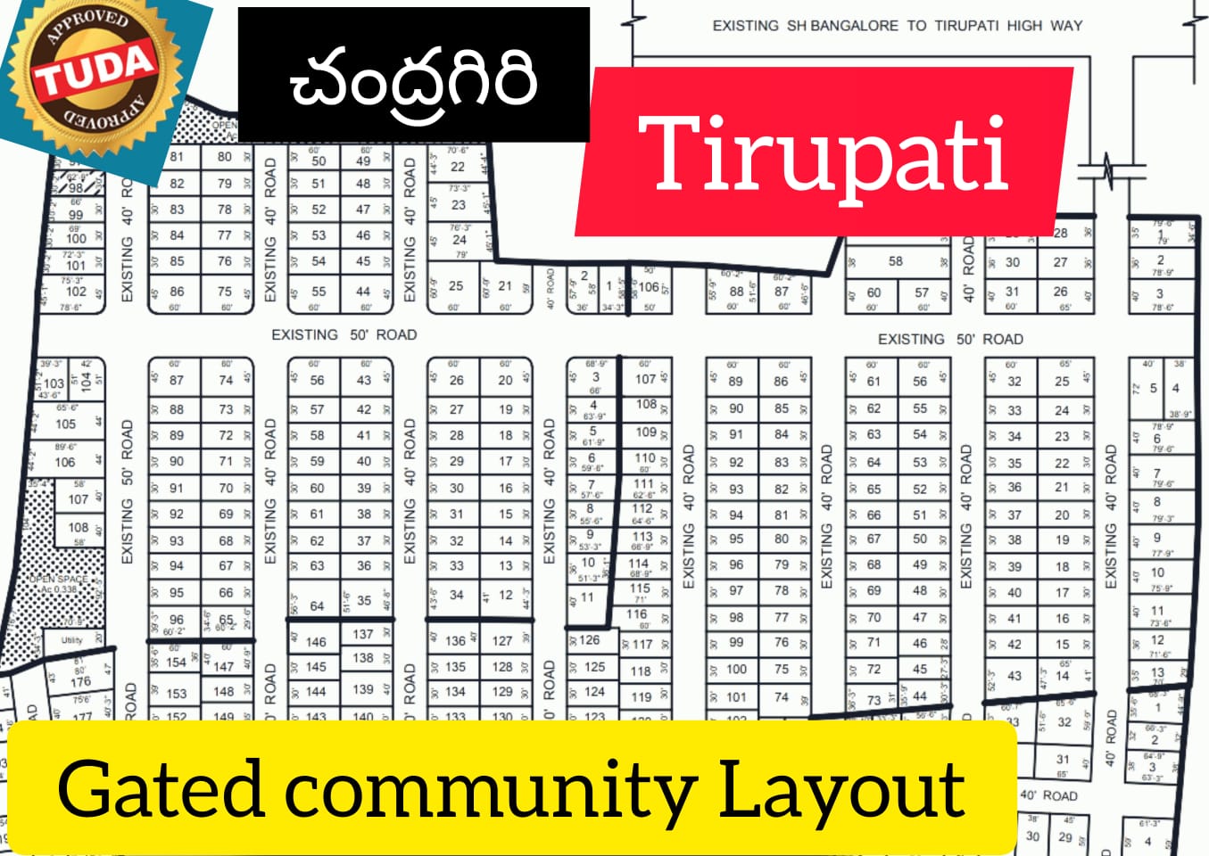 Gated Community Layout Open Sites Sale Chandragiri Tirupati Road